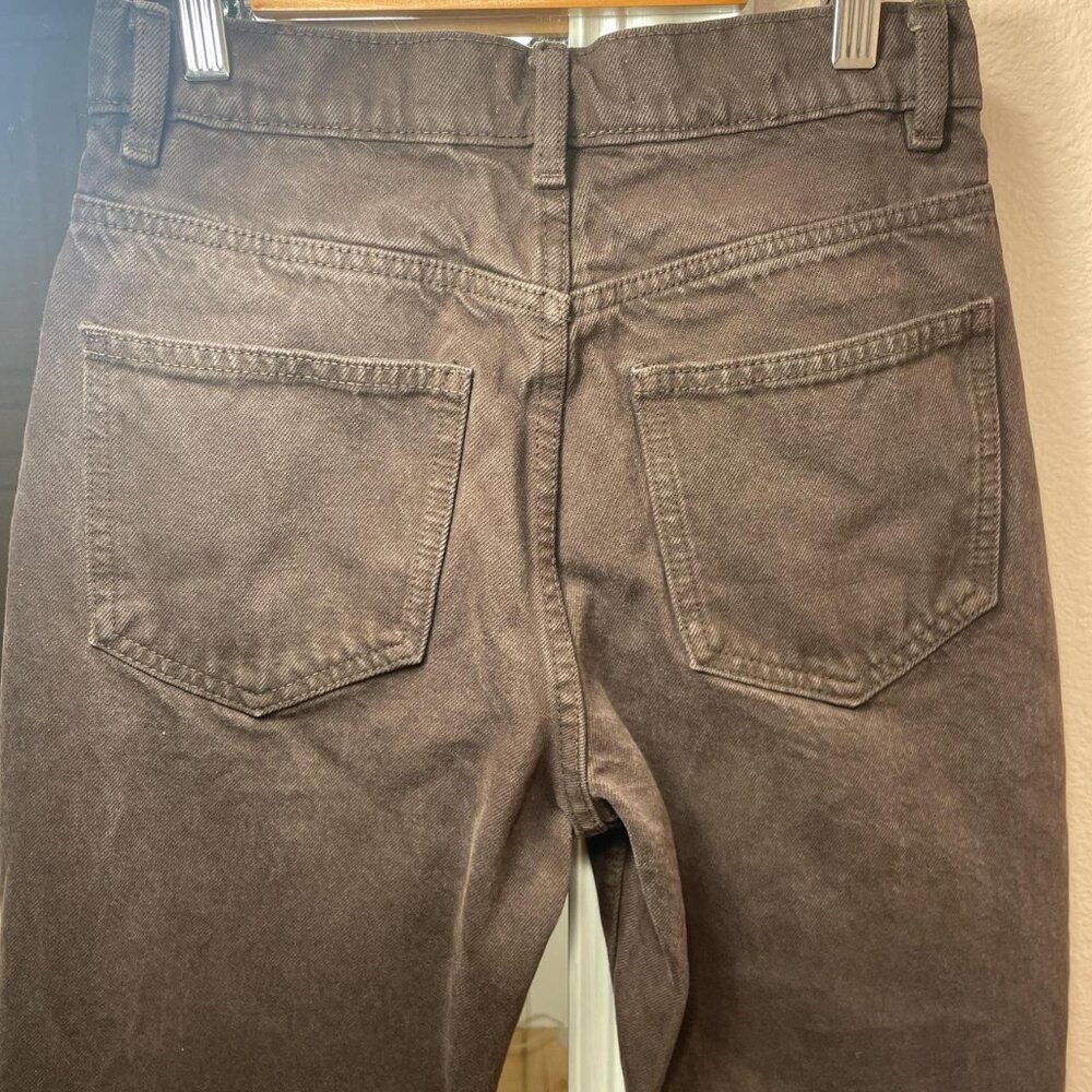 Zara Chocolate Brown High Waisted‎ Straight Leg Jeans Button Fly - Picture 4 of 8